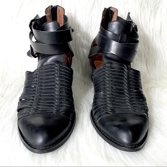 SOLD-Jeffrey Campbell Strappy Leather Ankle Boots - Picture 6 of 10